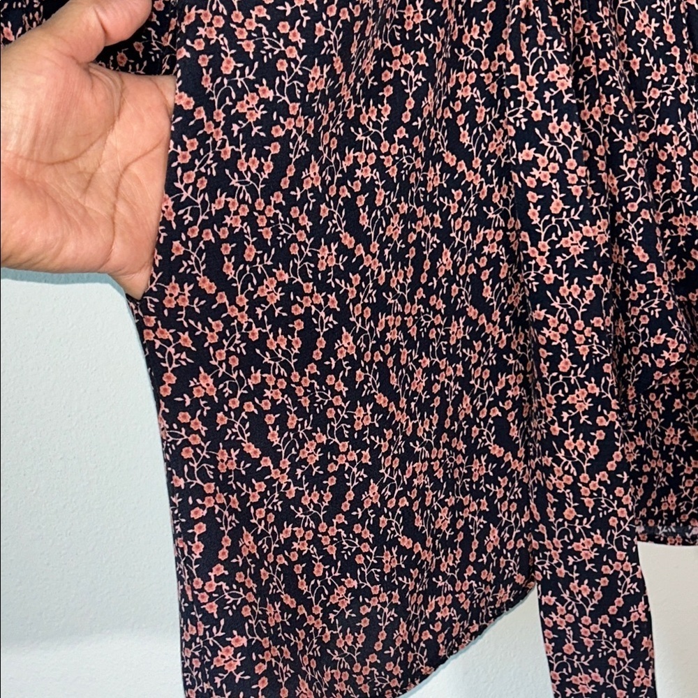 Free People Tunic Mini Dress Or Top Floral Tie Wrap Front Sz S - Picture 5 of 14